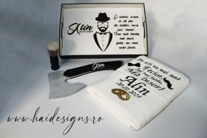 Set personalizat cu tăviță pentru bărbieritul mirelui (model 1) - Img 1