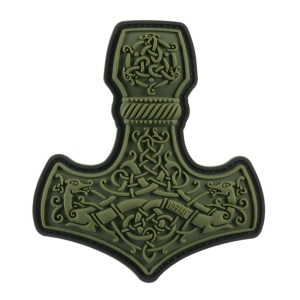 Emblema Patch Petic Thor's Hammer 3D PVC, 90x80 mm, Verde/Olive
