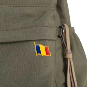 Insigna tip drapel tricolor Romania, tip brosa, 22mm - Img 6