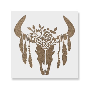Sablon Perete vopsire, tencuiala 0.7mm Craniu de Vacă cu Pene model MXSP7416