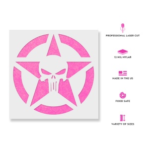 Sablon Perete vopsire, tencuiala 0.7mm Craniu Punisher cu Stea model MXSP7451 - Img 2