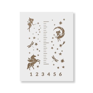 Sablon Perete vopsire, tencuiala 900x600x0.7mm Fairy Unicorn Growth Chart Refolosibil, model MXSP7106 - Img 1
