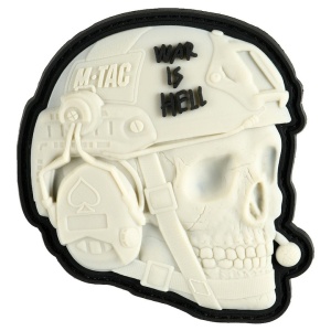 Emblema Patch Petic Model War is Hell 3D, PVC, Alb/negru 60x70 mm