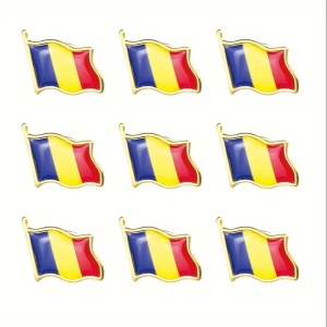 Insigna tip drapel tricolor Romania, tip brosa, 22mm - Img 2