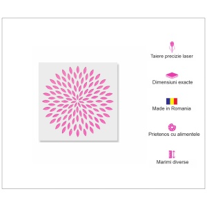 Sablon 200x200x0.7mm Dahlia Mandala Refolosibil, model MXSP7012 - Img 4