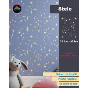 Sablon Perete Colectia TencoMix vopsire, tencuiala model Stele MXSP7671 marime 479 x 385 mm