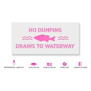 Sablon Perete vopsire, tencuiala 0.7mm No Dumping Drains to Waterway Refolosibil, model MXSP7216 - Img 2