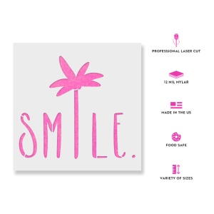 Sablon Perete vopsire, tencuiala 0.7mm Smile Palm Tree Saying Refolosibil, model MXSP7196 - Img 2