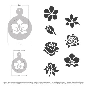 Set 14 sabloane decorare cafea 18 si 7 cm 0.5mm Flori model MXSP7347 - Img 2