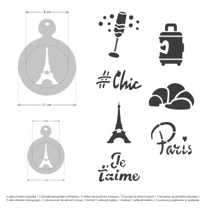 Set 14 sabloane decorare cafea 25 si 7 cm 0.5mm Paris model MXSP7354 - Img 2