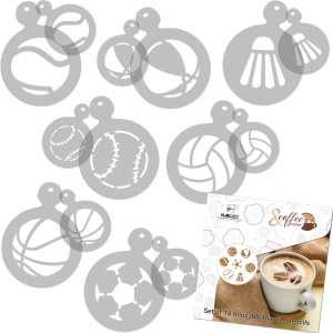 Set 14 sabloane decorare cafea 28 si 7 cm 0.5mm Sport model MXSP7357 - Img 3