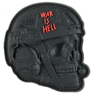 Emblema Patch Petic Model War is Hell 3D, PVC, Negru/Rosu 60x70 mm
