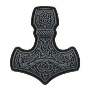 Emblema Patch Petic Thor's Hammer 3D PVC, 90x80 mm, Gri