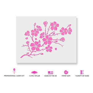 Sablon Perete vopsire, tencuiala 0.7mm Cherry Blossom Stencil Refolosibil, model MXSP7163 - Img 2