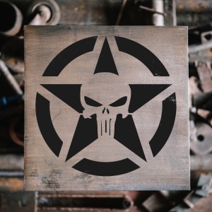 Sablon Perete vopsire, tencuiala 0.7mm Craniu Punisher cu Stea model MXSP7451 - Img 4