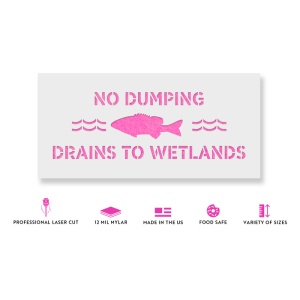 Sablon Perete vopsire, tencuiala 0.7mm No Dumping Drains to Wetlands Refolosibil, model MXSP7243 - Img 2