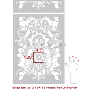 Sablon Perete vopsire, tencuiala dimensiune 900x600 x mm grosime 0,7mm Lisabetta Damask model MXSP7493
