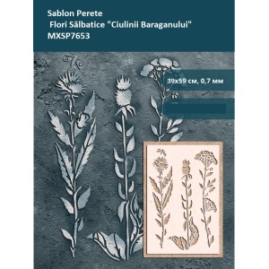 Sablon Perete vopsire, tencuiala model Flori Sălbatice "Ciulinii Baraganului" MXSP7653 390x590mm