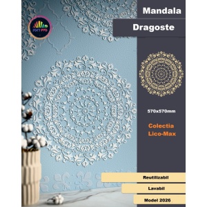 Sablon Perete vopsire, tencuiala model Mandala „Dragoste” MXSP7649 marime 570 x 570 mm