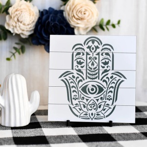 Sablon Perete vopsire, tencuiala x0.7mm Hamsa Palm Mandala Refolosibil, model MXSP7143 - Img 2