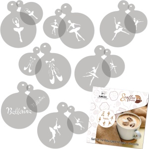 Set 14 sabloane decorare cafea 11 si 7 cm 0.5mm Balerine model MXSP7340 - Img 3