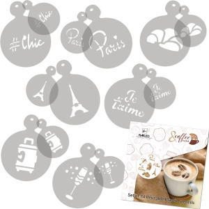 Set 14 sabloane decorare cafea 25 si 7 cm 0.5mm Paris model MXSP7354 - Img 3