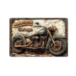 Decoratiune de perete din metal pentru garaj de motociclete, casă, bar, cafenea 2D 20x30cm - Img 2