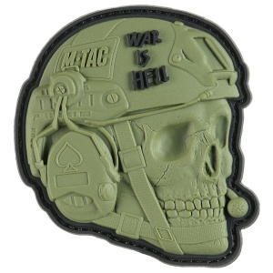 Emblema Patch Petic Model War is Hell 3D, PVC,Verde/Negru 60x70 mm