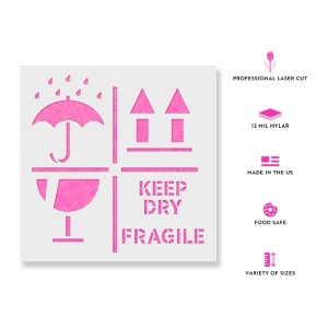 Sablon Perete vopsire, tencuiala 0.7mm Keep Dry Fragile Up Text Refolosibil, model MXSP7220 - Img 2