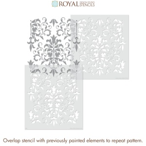 Sablon Perete vopsire, tencuiala dimensiune 900x600 x mm grosime 0,7mm Foliate Damask model MXSP7505