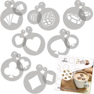 Set 14 sabloane decorare cafea 15 si 7 cm 0.5mm Jocuri de cărți model MXSP7344 - Img 3