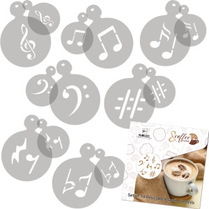 Set 14 sabloane decorare cafea 22 si 7 cm 0.5mm Note muzicale model MXSP7351 - Img 3
