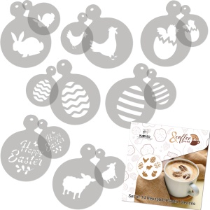 Set 14 sabloane decorare cafea 32 si 7 cm 0.5mm Paște model MXSP7361 - Img 3