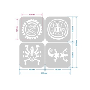 Set 4 Sabloane perete vopsire, tencuiala Aztec 150x150mm grosime 0,7mm model MXSP7384