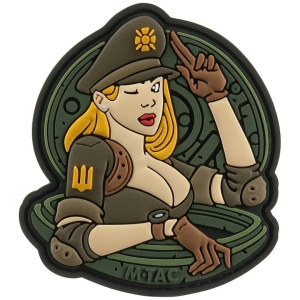 Emblema Patch Petic Femeie Trapa Tanc PVC, 80x70 mm, Multicolor/Olive
