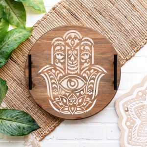 Sablon Perete vopsire, tencuiala x0.7mm Hamsa Palm Mandala Refolosibil, model MXSP7143 - Img 4