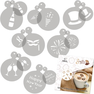 Set 14 sabloane decorare cafea 29 si 7 cm 0.5mm Revelion model MXSP7358 - Img 3