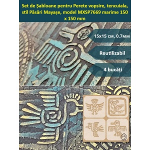 Set de Șabloane pentru Perete vopsire, tencuiala, stil Păsări Mayașe, model MXSP7669 marime 150 x 150 mm