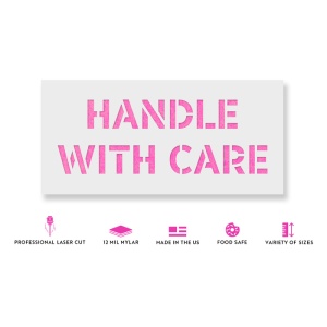 Sablon Perete vopsire, tencuiala 0.7mm Handle With Care Refolosibil, model MXSP7244 - Img 2