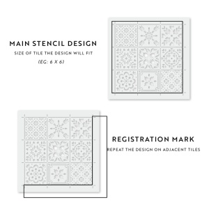 Sablon Perete vopsire, tencuiala 0.7mm Scandinavian Mosaic Tile Stencil Refolosibil, model MXSP7268 - Img 4