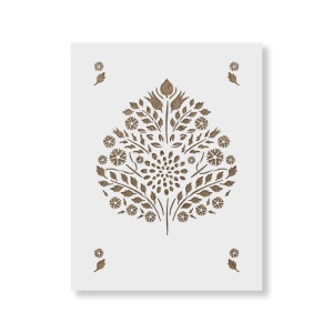 Sablon Perete vopsire, tencuiala 900x600x0.7mm Leaf Damask Refolosibil, model MXSP7051