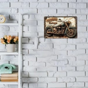 Decoratiune de perete din metal pentru garaj de motociclete, casă, bar, cafenea 2D 20x30cm - Img 4