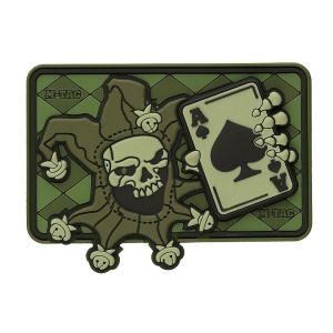 Emblema Patch Petic Verde Clovn cu Cap de Craniu PVC, 80 mm Joker Skull 3D