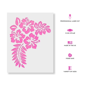 Sablon Perete vopsire, tencuiala 0.7mm Hibiscus Flower Stencil Refolosibil, model MXSP7171 - Img 2