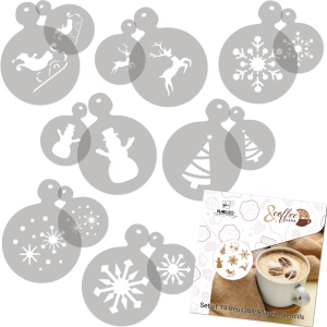 Set 14 sabloane decorare cafea 33 si 7 cm 0.5mm Iarnă model MXSP7362 - Img 3