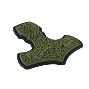 Emblema Patch Petic Thor's Hammer 3D PVC, 90x80 mm, Verde/Olive - Img 2