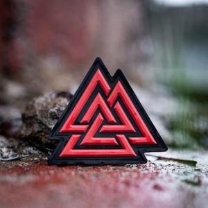 Emblema Patch Petic Valknut PVC, 50 x 50 mm, Negru / Verde - Img 6