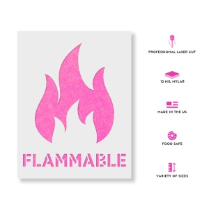 Sablon Perete vopsire, tencuiala 0.7mm Flammable Symbol Refolosibil, model MXSP7228 - Img 2