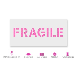 Sablon Perete vopsire, tencuiala 0.7mm Fragile Word Refolosibil, model MXSP7218 - Img 2