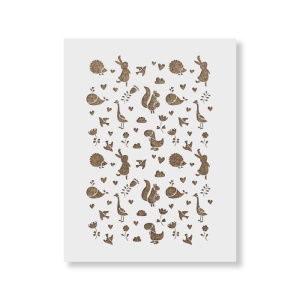 Sablon Perete vopsire, tencuiala 900x600x0.7mm Cute Animals Refolosibil, model MXSP7133